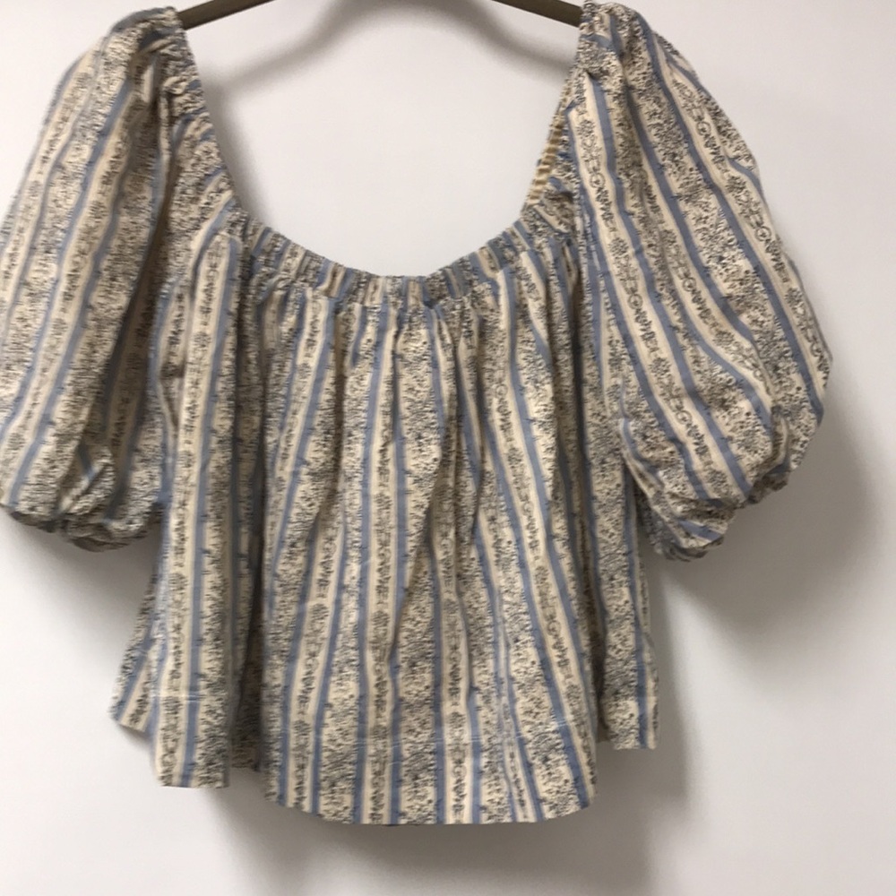 Aureum Lakeland Floral Striped Peasant Top - Picture 5 of 9